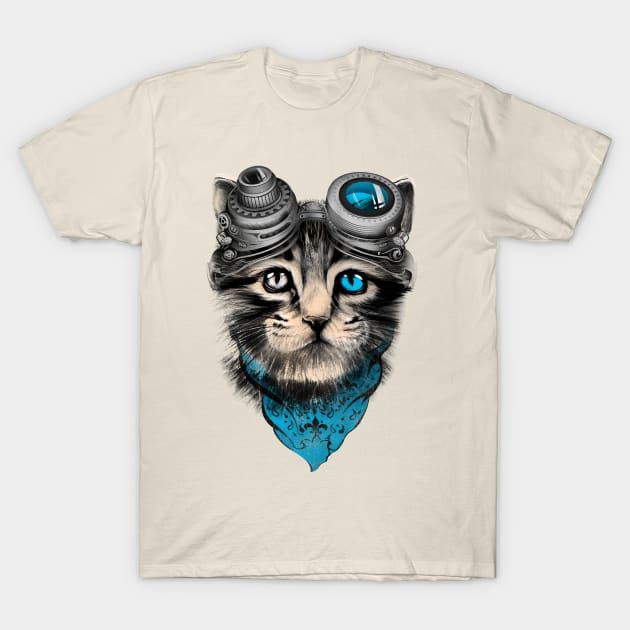 steampunk cat T-Shirt by kidzgn